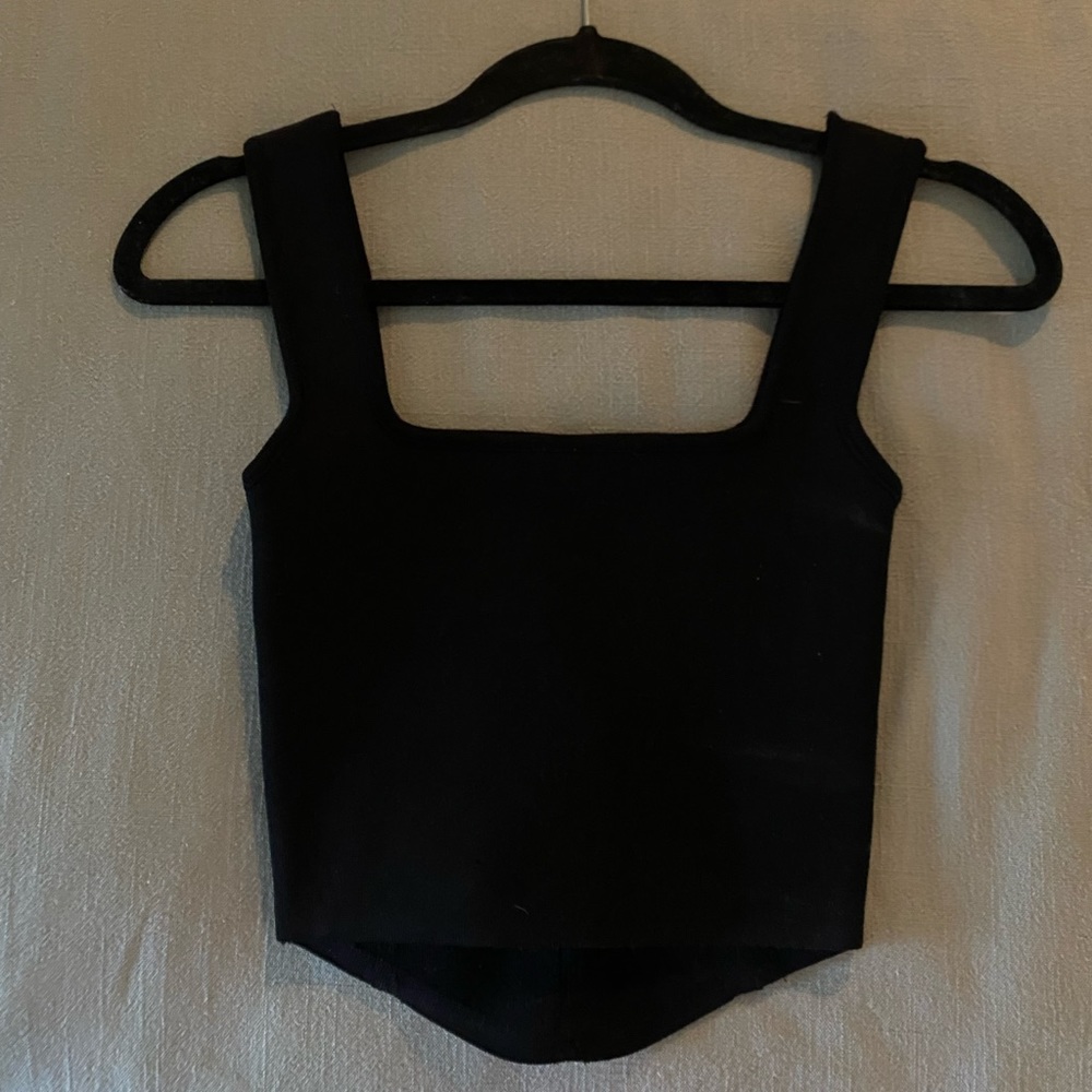 Zara NWT Corset Style Crop Tank Top in Black, Size Small - Picture 5 of 6